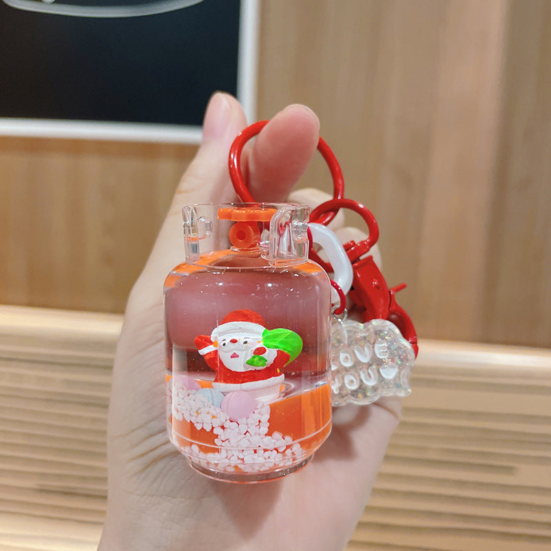 Wholesale Acrylic Oil-filled Quicksand Bottle Christmas Series Key Chain